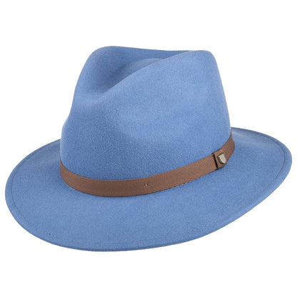 Sombrero Fedora Messer plegable de fieltro de lana de Brixton - Azul Pizarra
