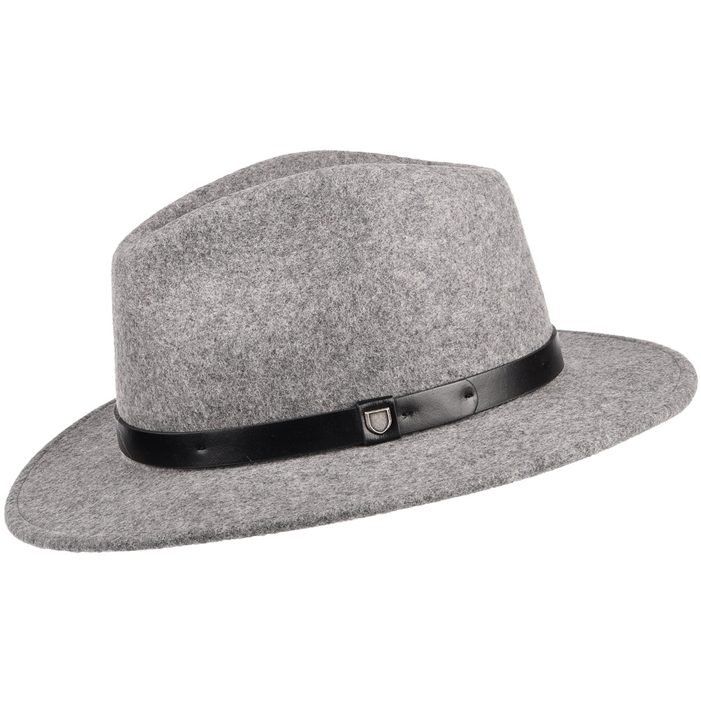 Sombrero Fedora Messer de fieltro de lana de Brixton - Gris Jaspeado