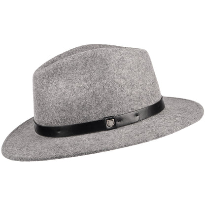 Sombrero Fedora Messer de fieltro de lana de Brixton - Gris Jaspeado
