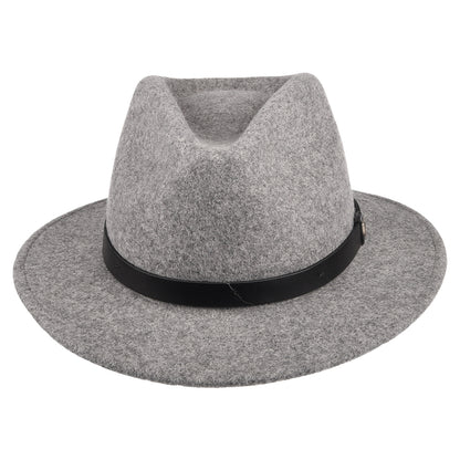 Sombrero Fedora Messer de fieltro de lana de Brixton - Gris Jaspeado