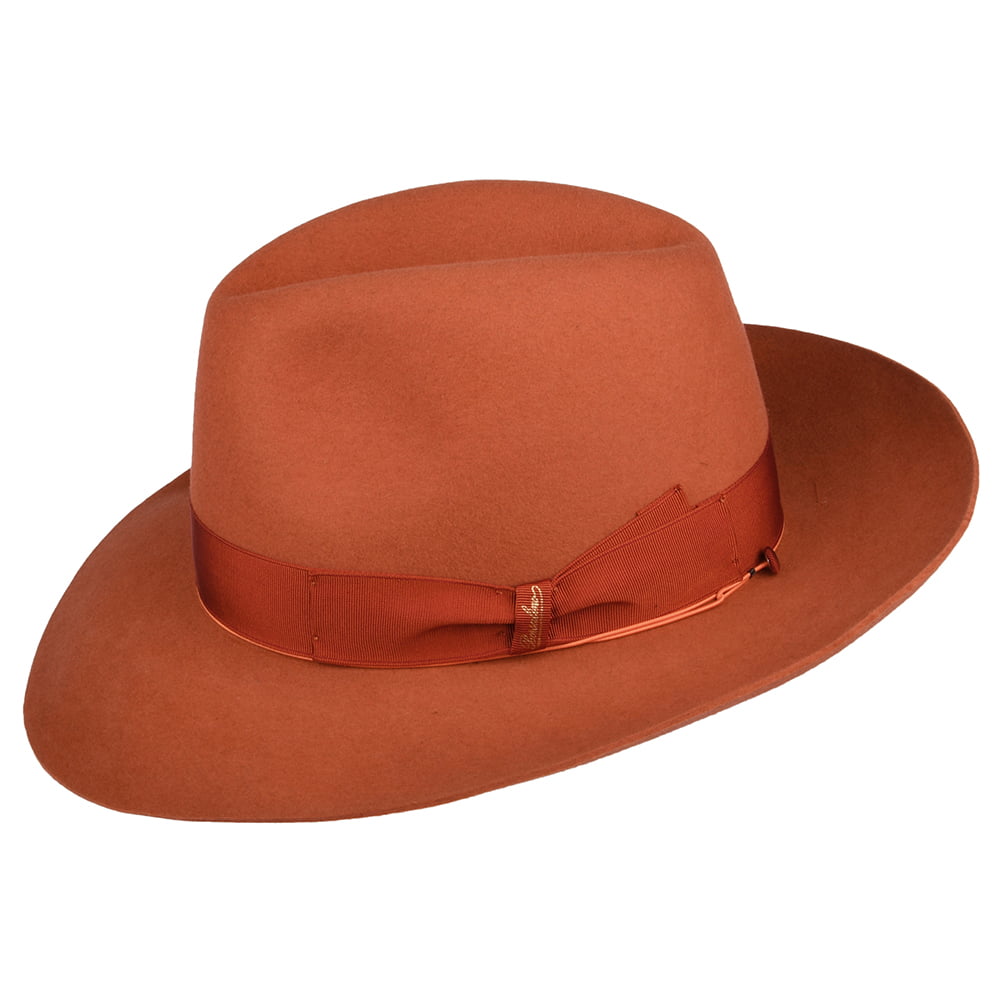 Sombrero Fedora Avalon de fieltro de piel de Borsalino - Ocre