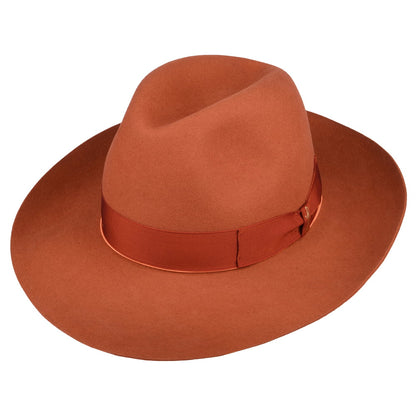 Sombrero Fedora Avalon de fieltro de piel de Borsalino - Ocre