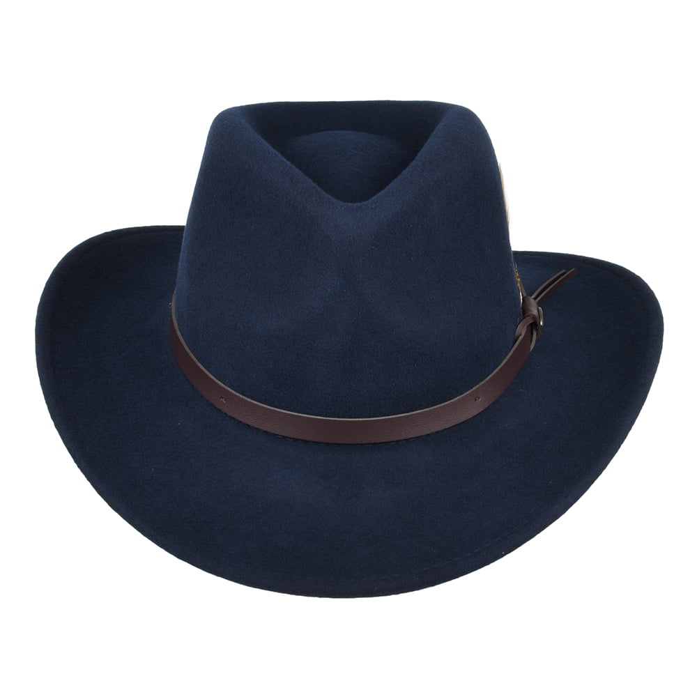Sombrero Outback Dakota plegable Repelente al agua de fieltro de lana de Scala - Azul Marino