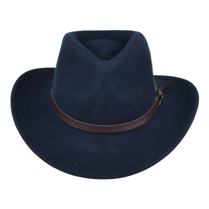 Sombrero Outback Dakota plegable Repelente al agua de fieltro de lana de Scala - Azul Marino
