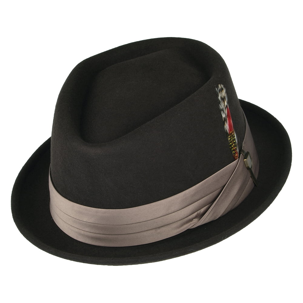 Sombrero Pork Pie Stout de fieltro de lana de Brixton - Marrón
