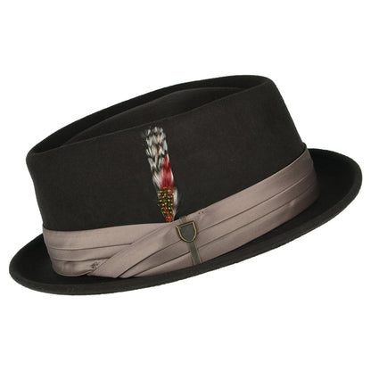 Sombrero Pork Pie Stout de fieltro de lana de Brixton - Marrón
