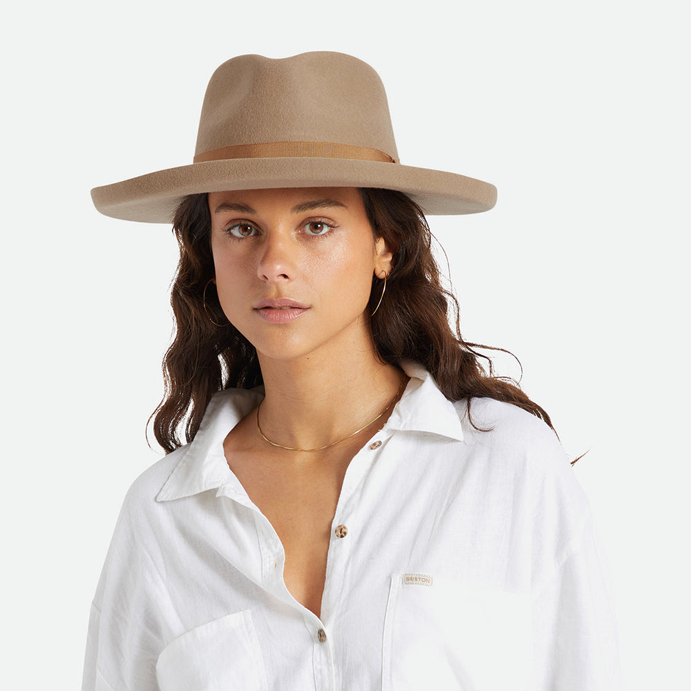 Sombrero Fedora Capsule de fieltro de lana de Brixton - Arena