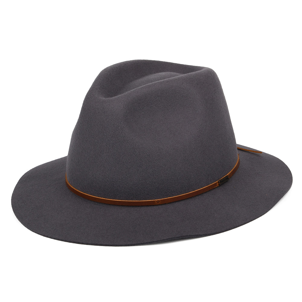 Sombrero Fedora Wesley de fieltro de lana de Brixton - Gris