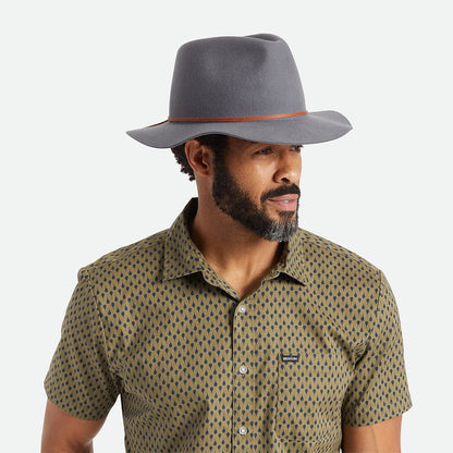 Sombrero Fedora Wesley de fieltro de lana de Brixton - Gris