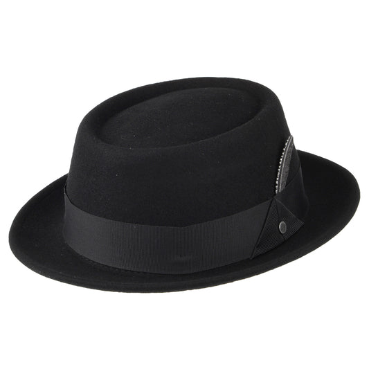 Sombrero Pork Pie repelente al agua de fieltro de lana de Stetson - Negro