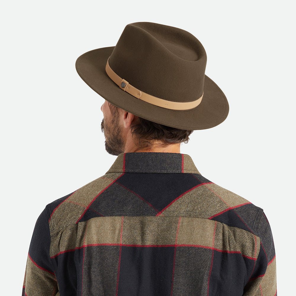 Sombrero Fedora Messer de fieltro de lana de Brixton - Marrón-Natural