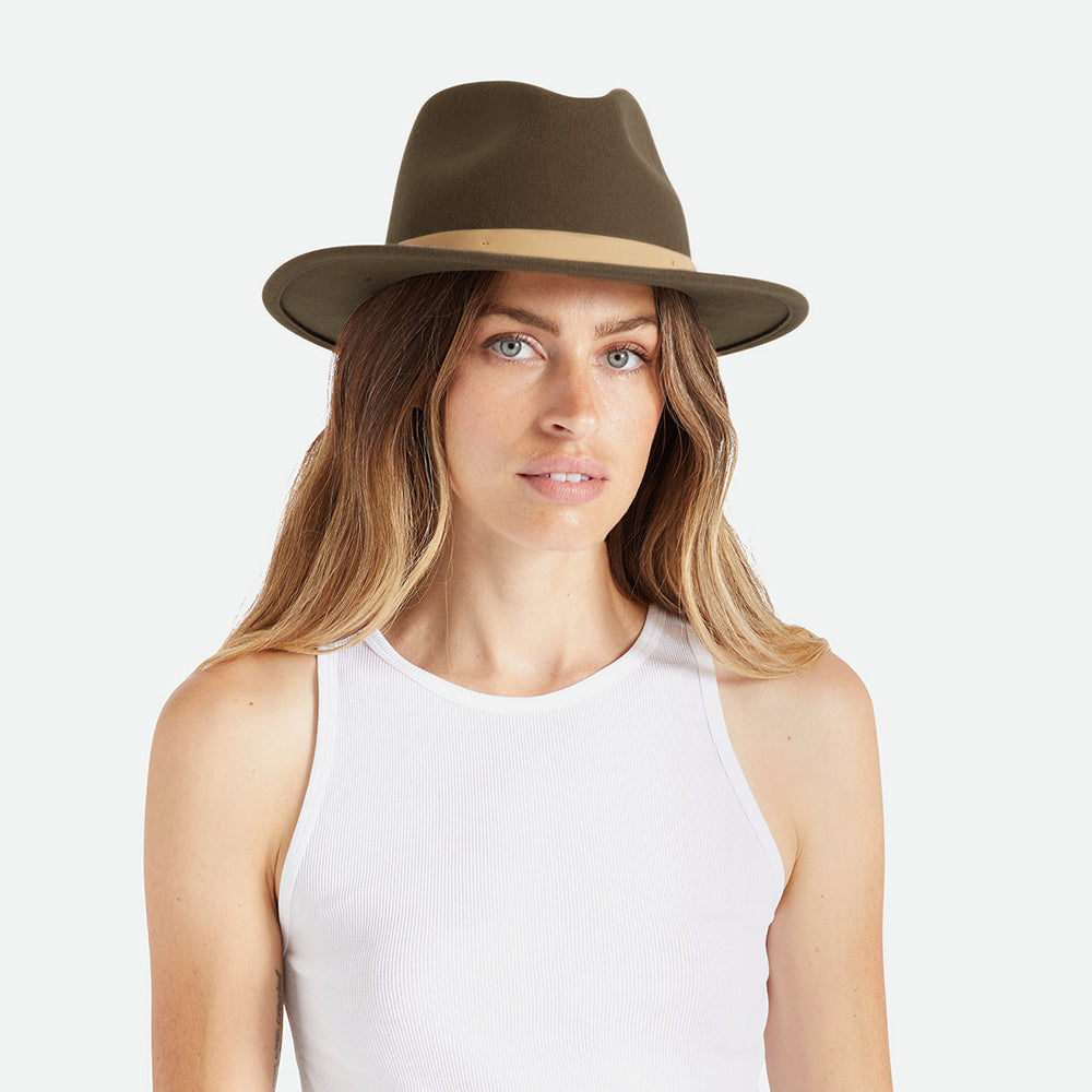 Sombrero Fedora Messer de fieltro de lana de Brixton - Marrón-Natural
