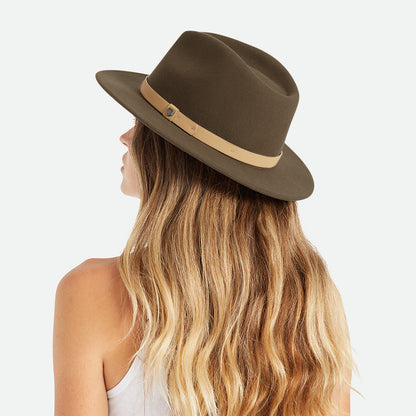 Sombrero Fedora Messer de fieltro de lana de Brixton - Marrón-Natural
