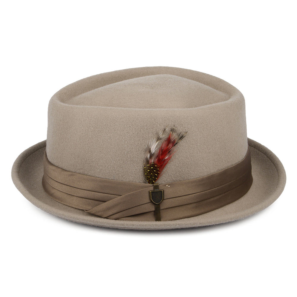 Sombrero Pork Pie Stout de fieltro de lana de Brixton - Beige