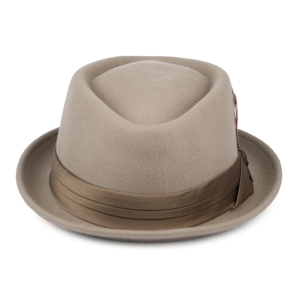 Sombrero Pork Pie Stout de fieltro de lana de Brixton - Beige