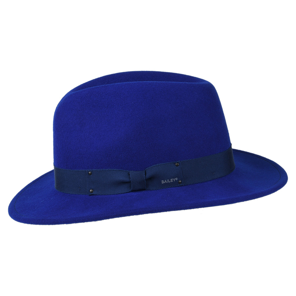 Sombrero Fedora Curtis plegable Repelente de agua de fieltro de lana de Bailey - Azul Real