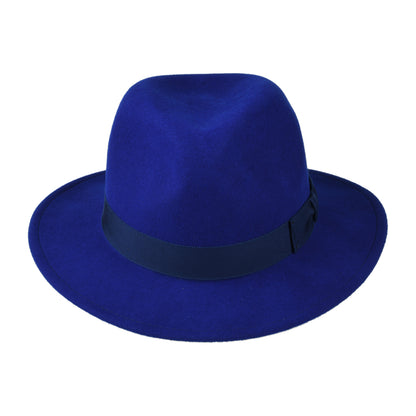 Sombrero Fedora Curtis plegable Repelente de agua de fieltro de lana de Bailey - Azul Real