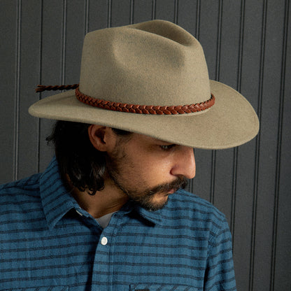 Sombrero Fedora Messer Western de fieltro de lana de Brixton - Natural Jaspeado