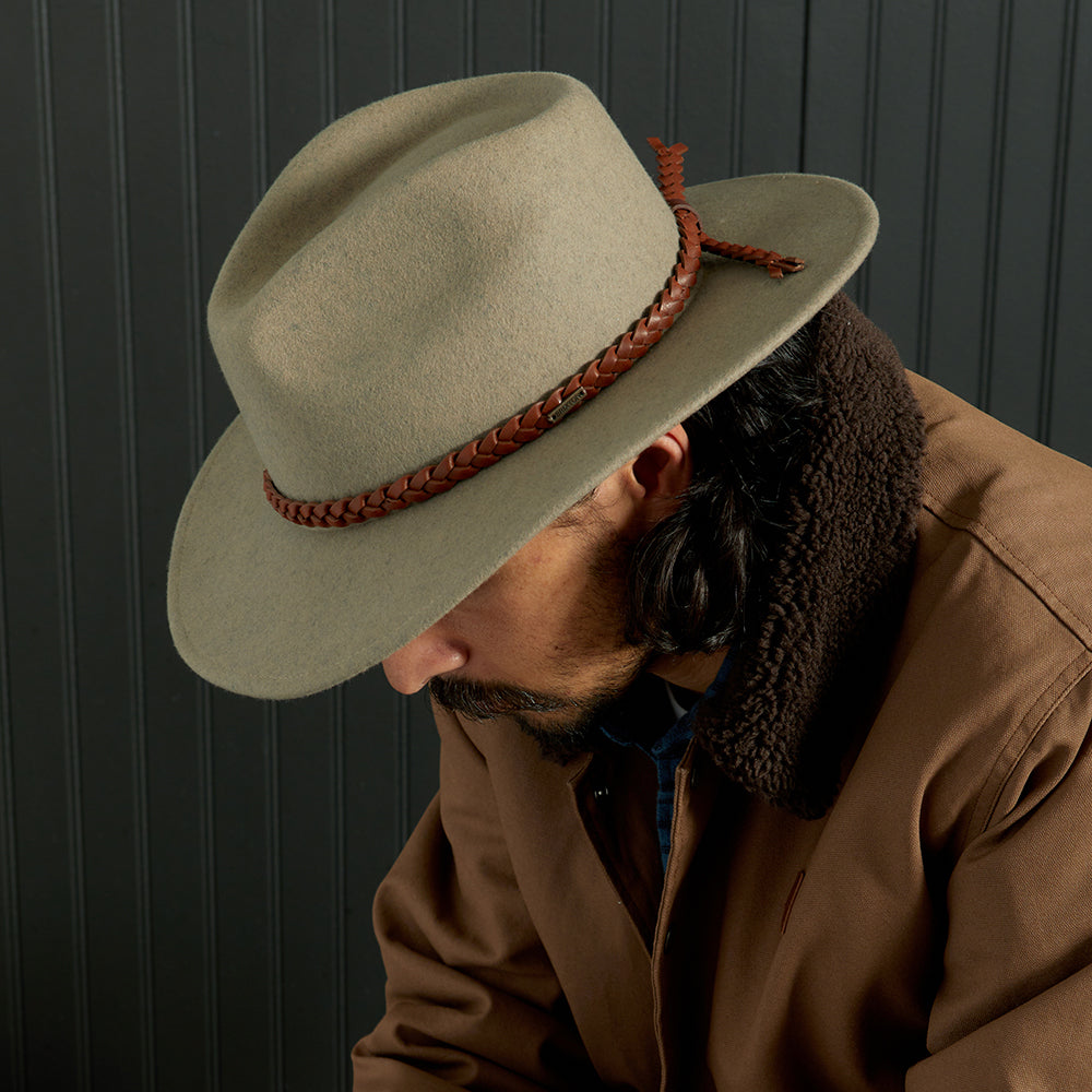 Sombrero Fedora Messer Western de fieltro de lana de Brixton - Natural Jaspeado