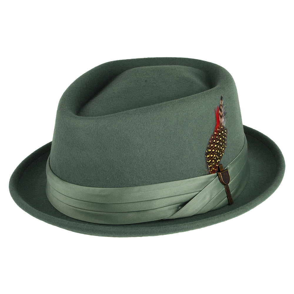 Sombrero Pork Pie Stout de fieltro de lana de Brixton - Bosque Oscuro