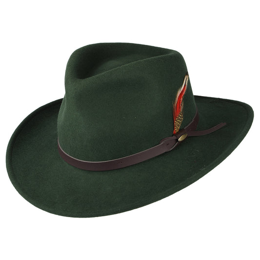 Sombrero Outback Dakota plegable Repelente al agua de fieltro de lana de Scala - Bosque