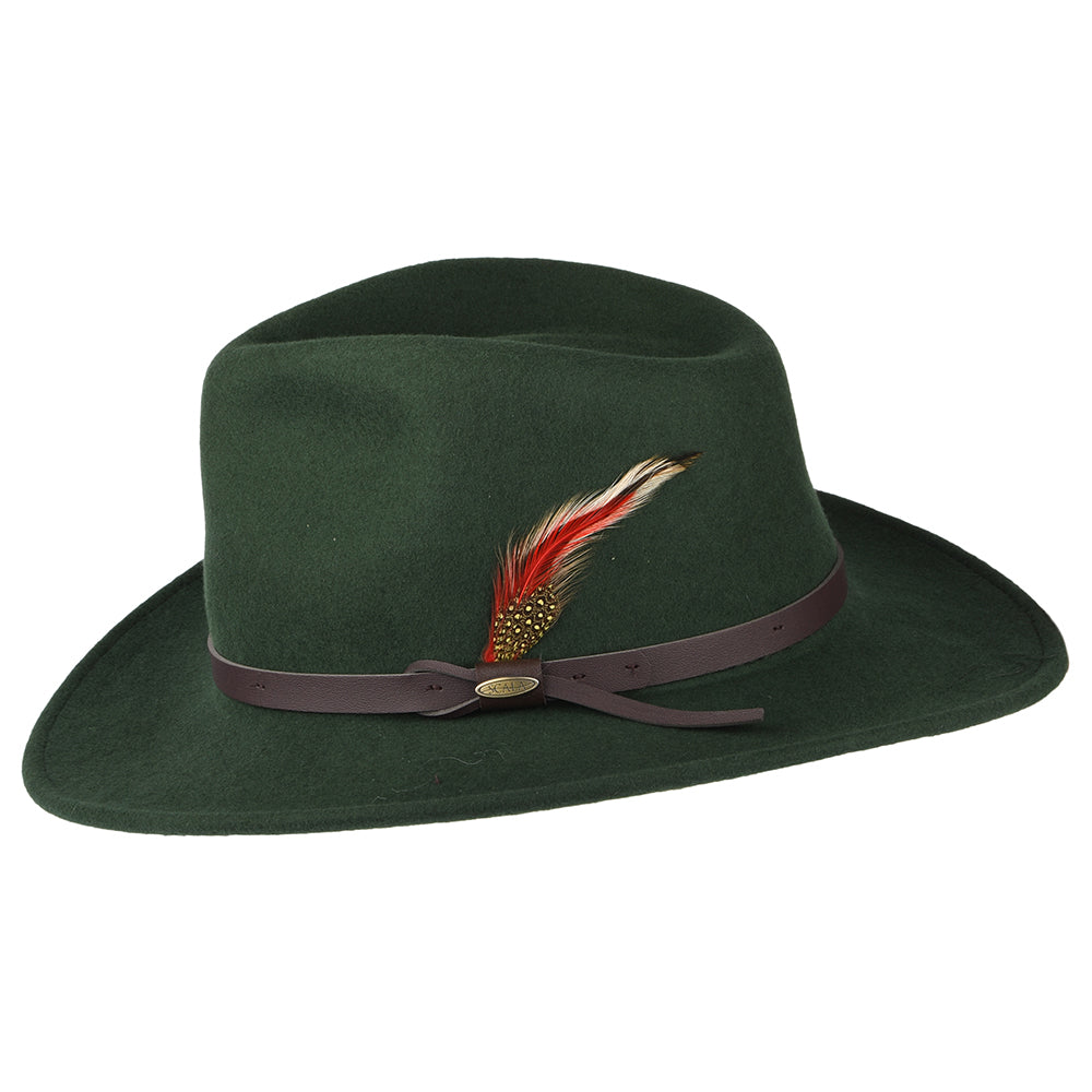 Sombrero Outback Dakota plegable Repelente al agua de fieltro de lana de Scala - Bosque