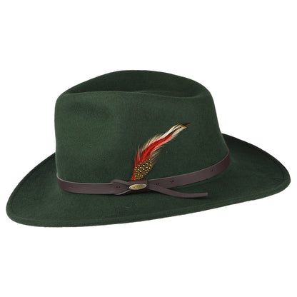 Sombrero Outback Dakota plegable Repelente al agua de fieltro de lana de Scala - Bosque