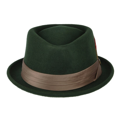 Sombrero Pork Pie Stout de fieltro de lana de Brixton - Verde Musgo-Bronce
