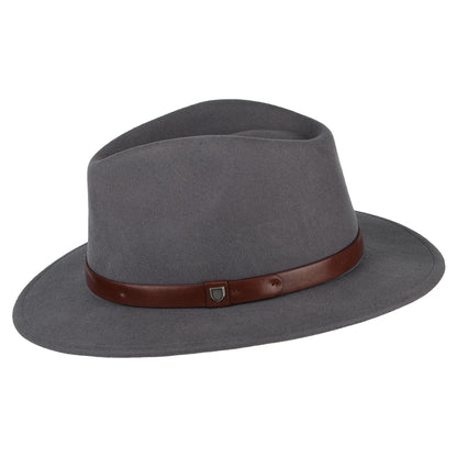 Sombrero Fedora Messer de fieltro de lana de Brixton - Gris Medio