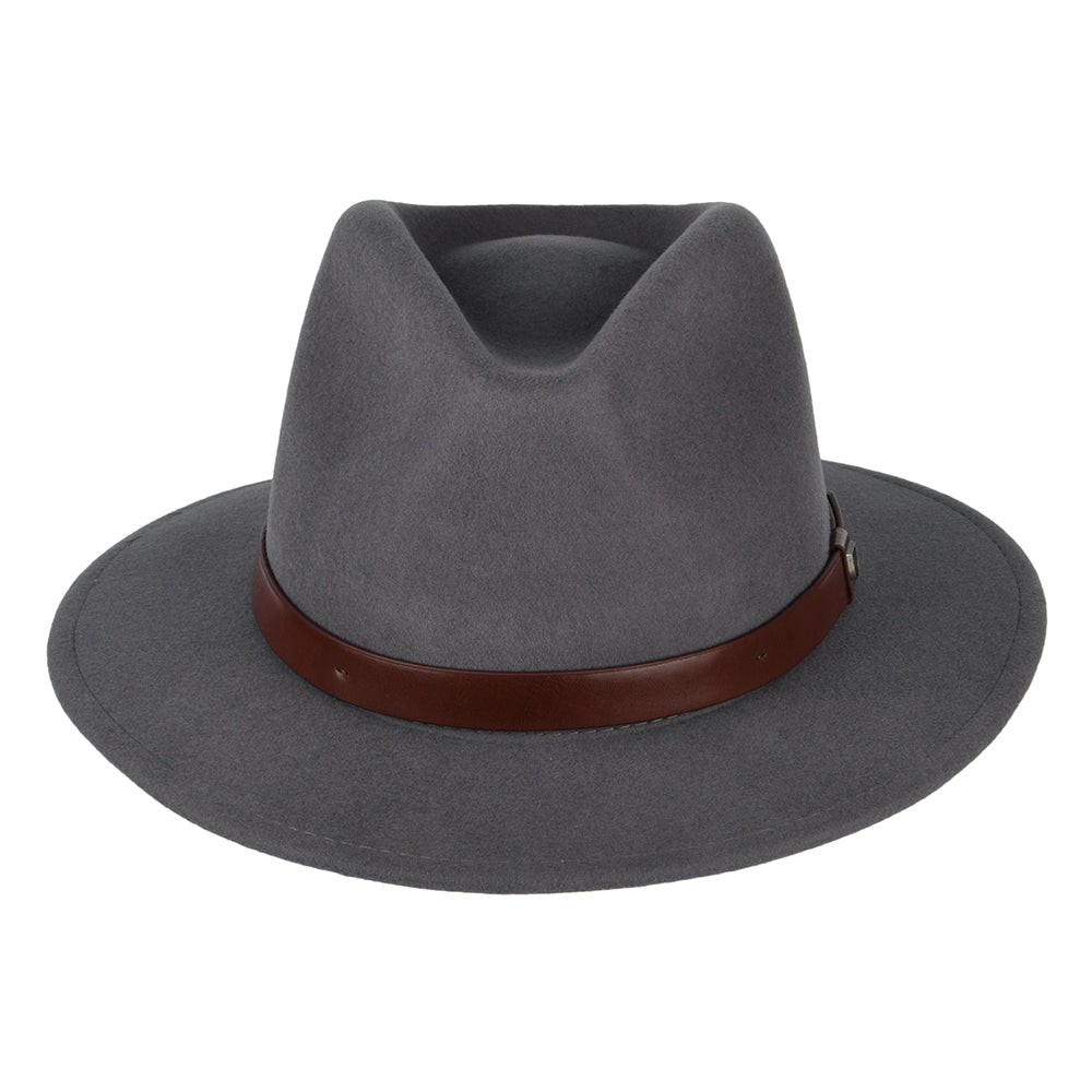 Sombrero Fedora Messer de fieltro de lana de Brixton - Gris Medio