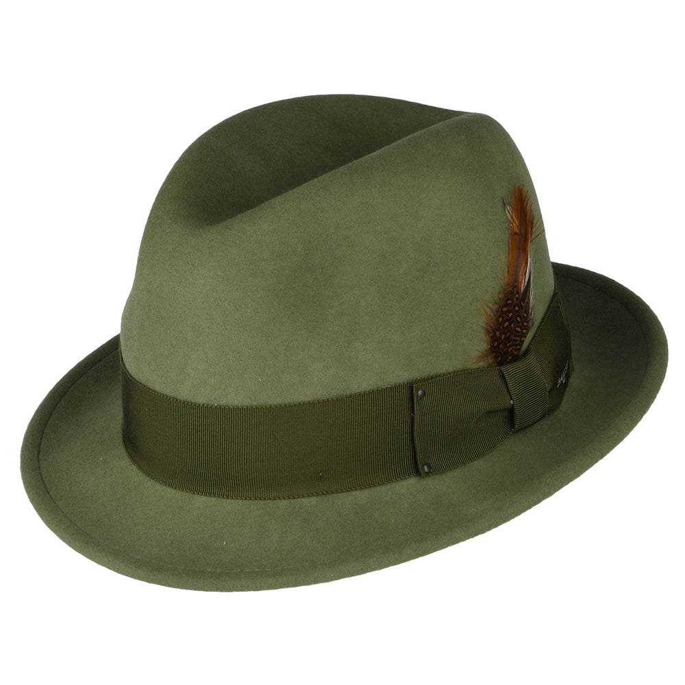Sombrero Trilby Tino plegable Repelente al agua de fieltro de lana de Bailey - Verde Oliva