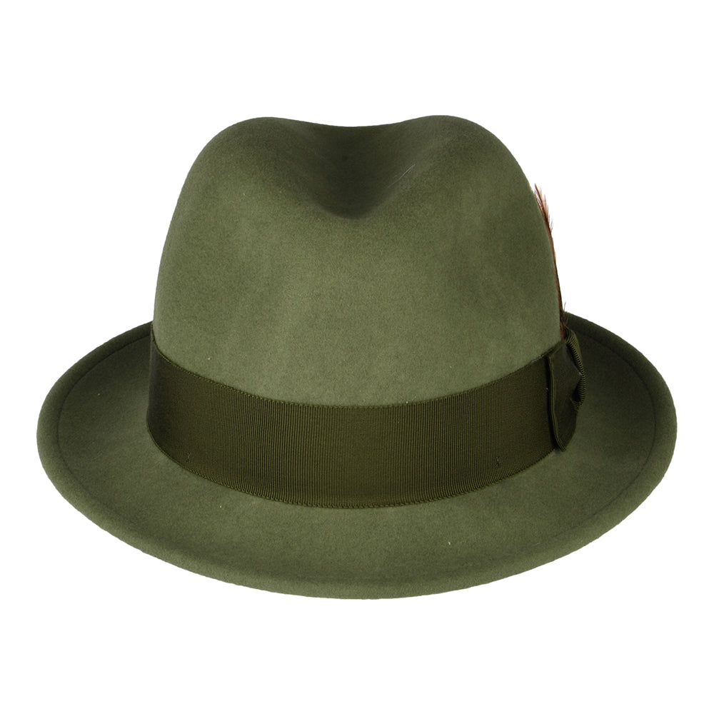 Sombrero Trilby Tino plegable Repelente al agua de fieltro de lana de Bailey - Verde Oliva