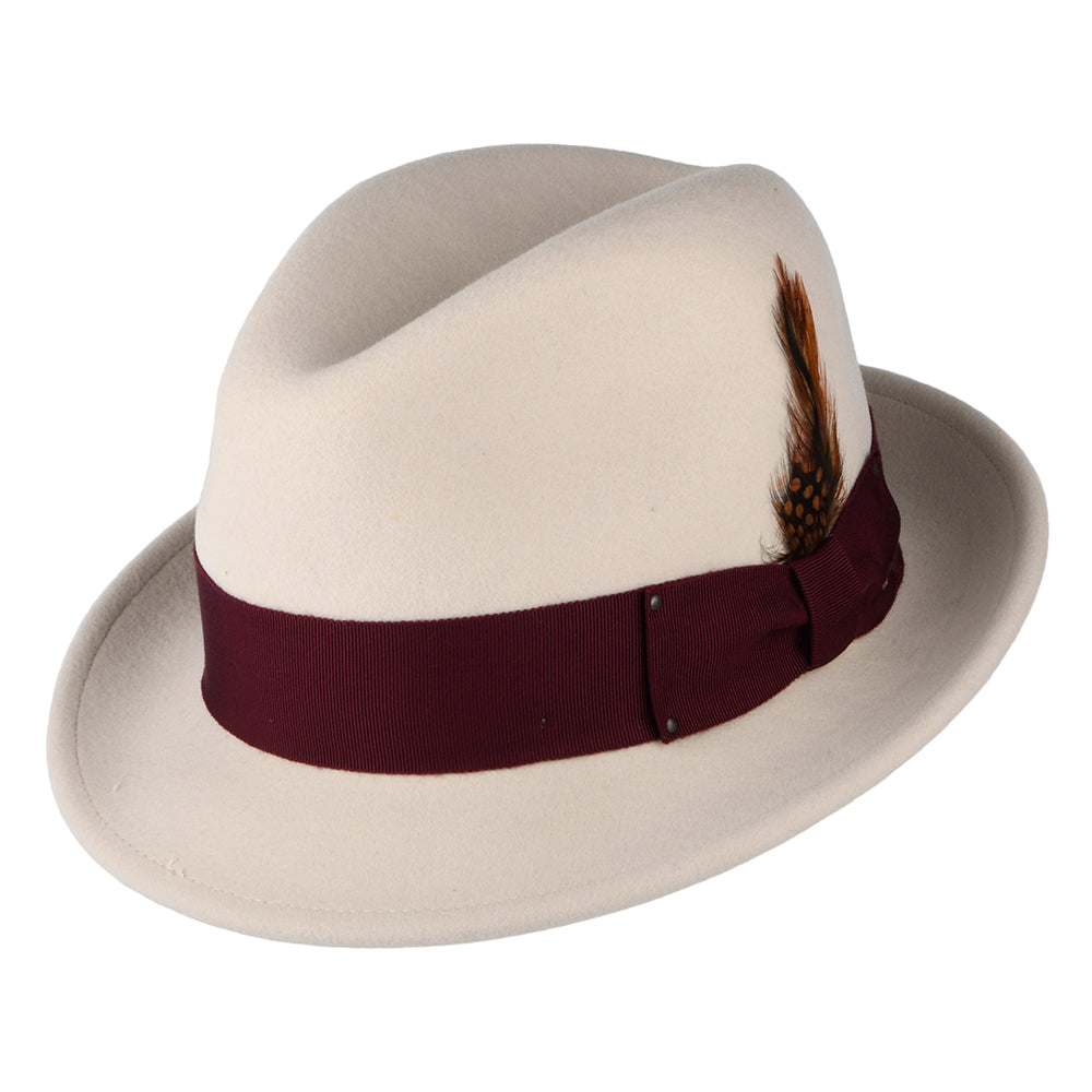Sombrero Trilby Tino plegable Repelente al agua de fieltro de lana de Bailey - Beige