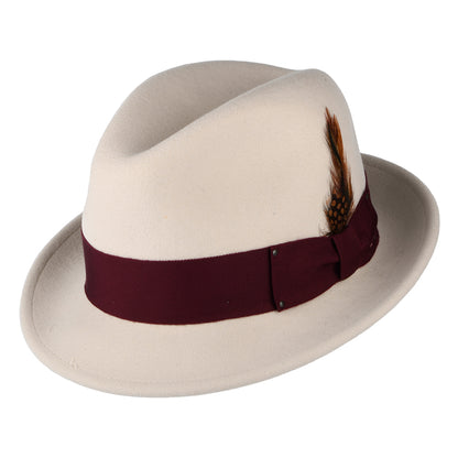 Sombrero Trilby Tino plegable Repelente al agua de fieltro de lana de Bailey - Beige