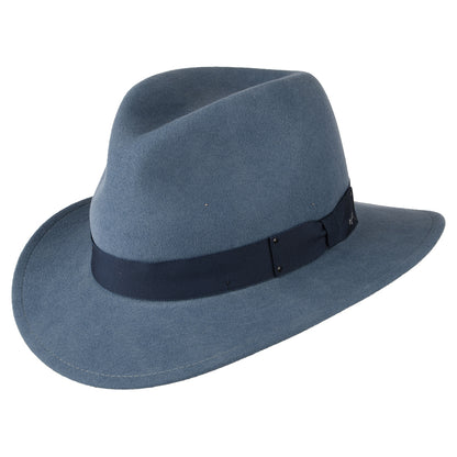 Sombrero Fedora Curtis plegable Repelente de agua de fieltro de lana de Bailey - Azul