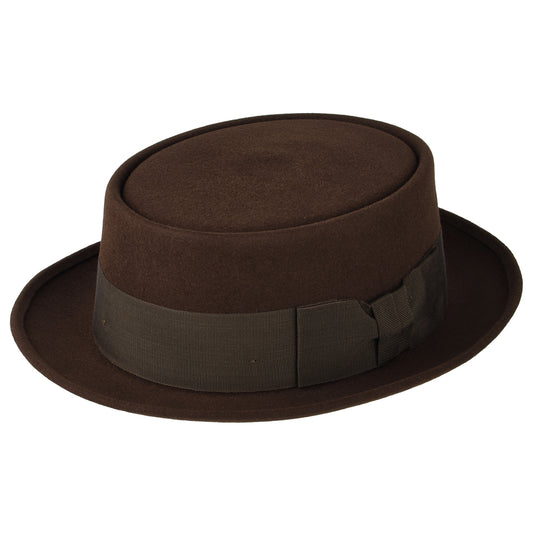 Sombrero Pork Pie Monk de fieltro de piel de Christys - Marrón