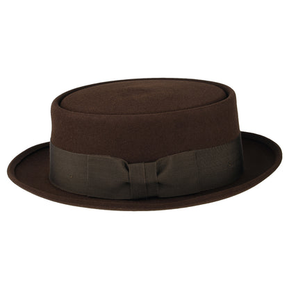 Sombrero Pork Pie Monk de fieltro de piel de Christys - Marrón