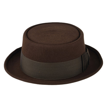 Sombrero Pork Pie Monk de fieltro de piel de Christys - Marrón