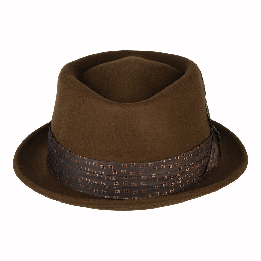 Sombrero Pork Pie Stout de fieltro de lana de Brixton - Café
