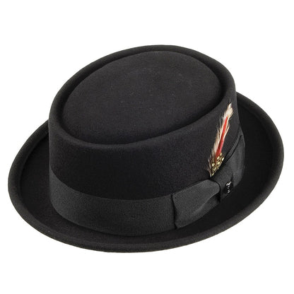 Sombrero Pork Pie de lana de Jaxon & James - Negro