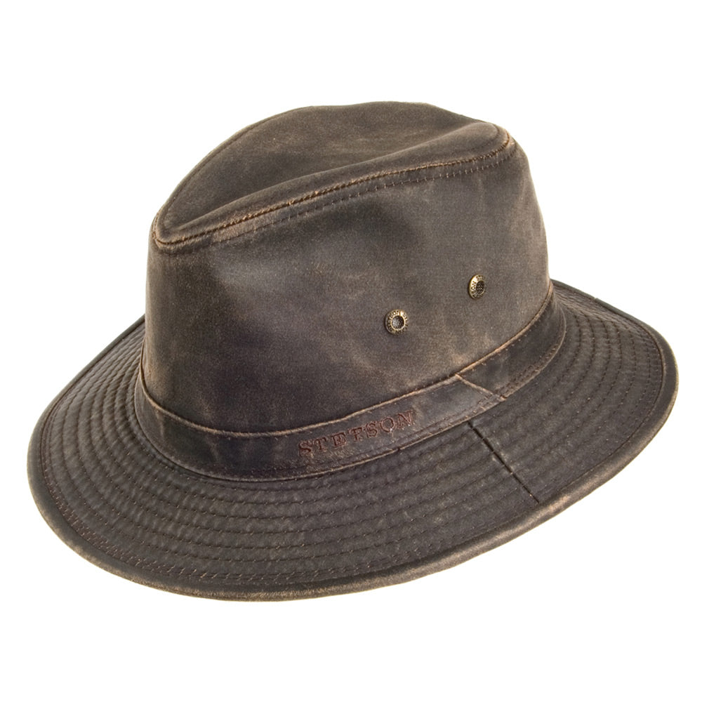 Sombrero Safari plegable de algodón lavado de Stetson - Marrón
