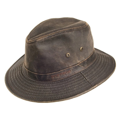 Sombrero Safari plegable de algodón lavado de Stetson - Marrón
