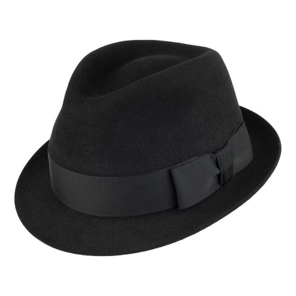 Sombrero Trilby Pinch Vegas de fieltro de piel de Christys - Negro