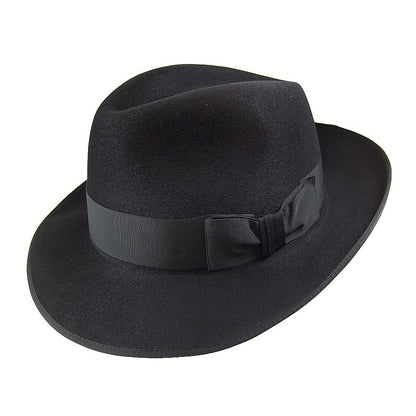 Sombrero Fedora Gangster de fieltro de piel de Christys - Negro