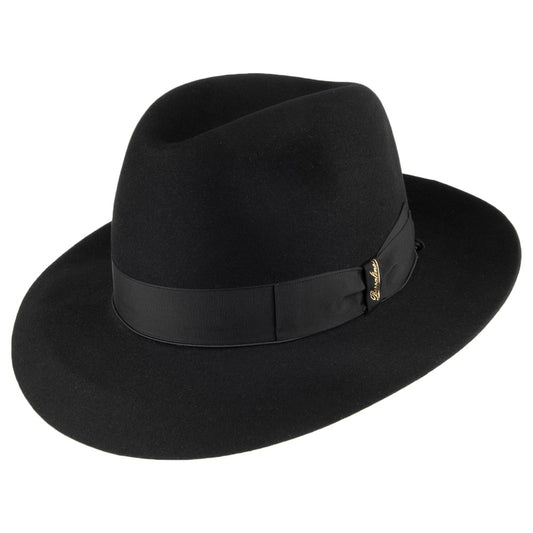 Sombrero Fedora Avalon de fieltro de piel de Borsalino - Negro