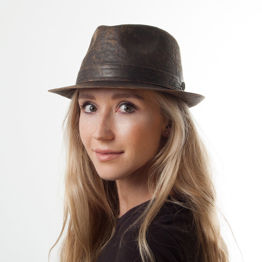 Sombrero Trilby de algodón envejecido de Jaxon & James - Marrón