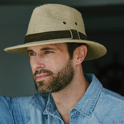 Sombrero Safari de yute de Dorfman Pacific - Beige