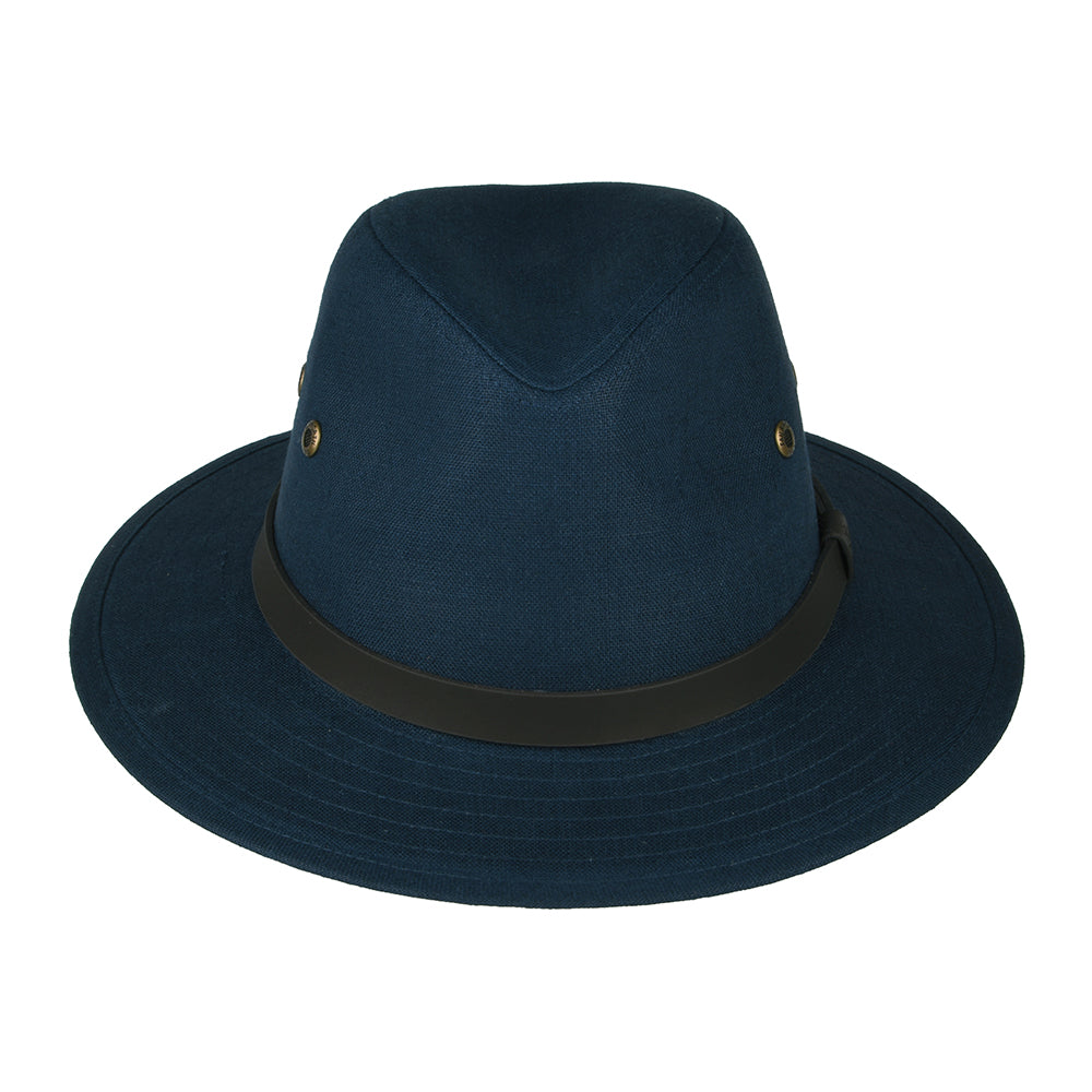 Sombrero Safari de lino irlandés de Failsworth - Azul Marino
