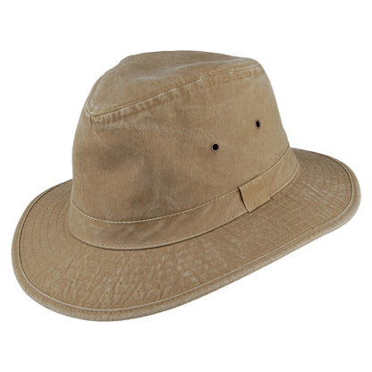 Sombrero Fedora Safari Rondavel de algodón de Dorfman Pacific - Kaki