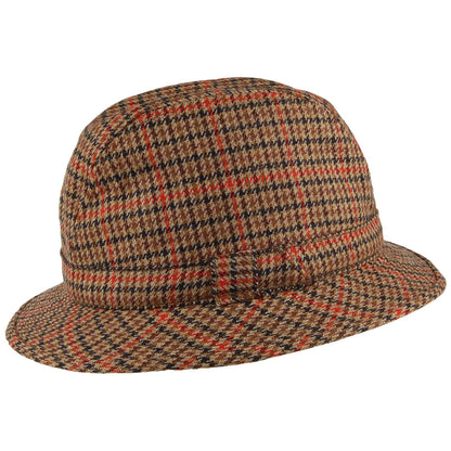 Sombrero Trilby enrollable de cachemira pata de gallo de City Sport - Marrón Jaspeado